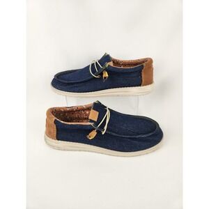 Hey Dude Wally Workwear Denim Tan Slip-on Loafers Casual Light Shoes Size 14
